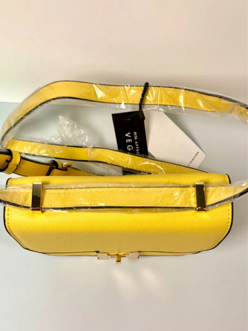 Gold Initial H Closure Crossbody Shoulder Bag Vibrant Yellow Box Silhouette